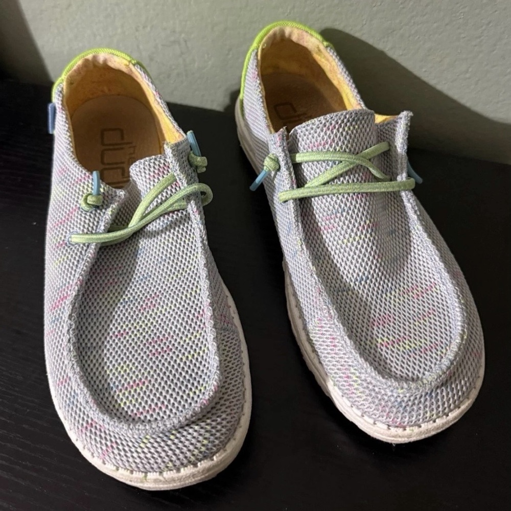 Women’s Casual Mesh Slip-On Shoes in Light Gray and Lime - (Brand: )